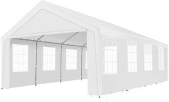 TecTake Carpa, estructura de acero, lona impermeable, 4 x 8 m, blanco