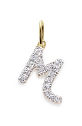 Monica Vinader Lab Grown Diamond Initial Pendant Charm in 14K Gold M at Nordstrom