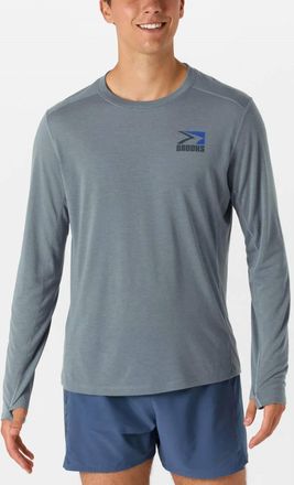 Brooks Distance Long Sleeve 3.0 Shirt In Storm/vantage Throwback