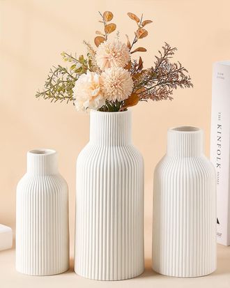 OEM Peque&ntilde;o Jarr&oacute;n De Cer&aacute;mica N&oacute;rdica Blanca, Sencillo Y Moderno, Ideal Para La Oficina O Un Ramo Minimalista