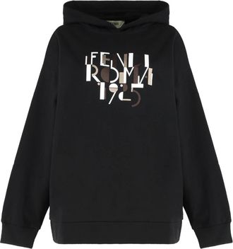 Fendi Oversized Sweatshirt - Dames - Hoodies - Zwart - S - Katoen - Hoodies & sweatvesten