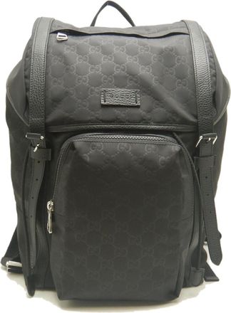 Gucci Black Nylon Leather Backpack (Pre-Owned)