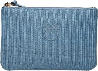 Pinko Flat Mini Rafia Pochette - Dames - Clutches - Blauw - ONE Size - Tassen