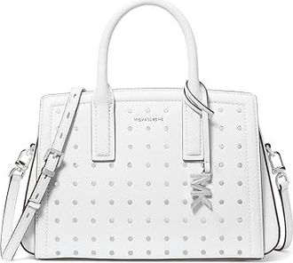 Michael Kors Laila Small Satchel Satchel Womens Handbags Optic White, Polyester/Twill