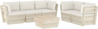 vidaXL 6 Pcs Pallet Lounge Set + Black Wood Pads