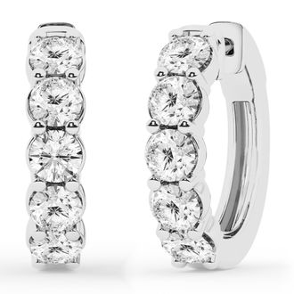 Grown Brilliance 2.0 Carat Round Lab Grown Diamond Hoop Earrings in Sterling Silver, Color G+, Clarity SI, Fine Jewelry for Women
