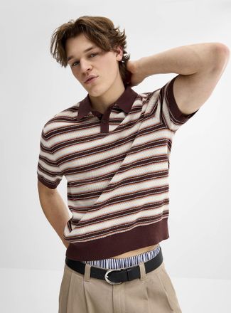 Djab Mens Horizontal stripe knit Polo Shirt