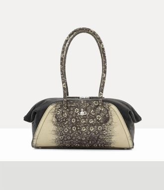 Vivienne Westwood Shirley Small Holdall Lizard-effect Emboss Charcoal-cream