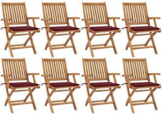 vidaXL Vidaxl - Sillas de jardín plegables 8 uds madera maciza teca con cojines