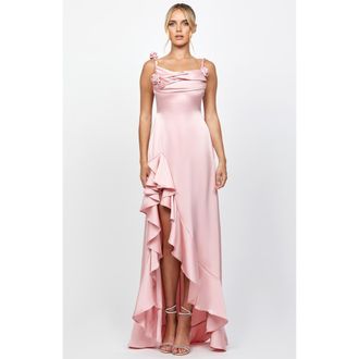 Bariano Nakiyah Cowl Hi Lo Dress in Blush at Nordstrom, Size 8