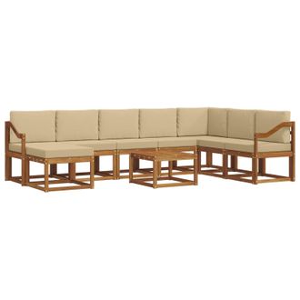 vidaXL Conjunto De Sof&aacute;s De Exterior Con Coj&iacute;n 9 Pcs Natural Y Beige Vidaxl