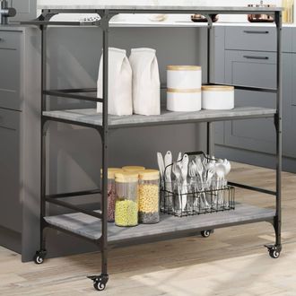 vidaXL Vidaxl - Carrito De Cocina Madera Ingenier&iacute;a Gris Sonoma 100,5x50x105 Cm