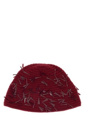 Alanui Womens Bordeaux Polyvinyle Blend Sunset On Manhattan Beanie Hat Cherry Exterior: Cotton Cappelli