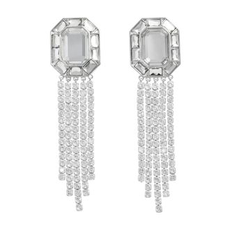 Self Portrait Crystal Droplet Earrings - Dames - Oorbellen - Grijs - ONE Size - Accessoires