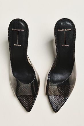 Black Suede Studio Bella Mule Heels