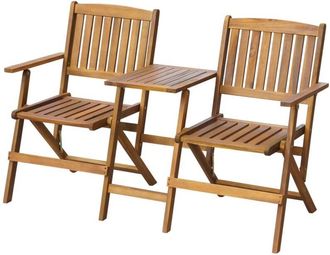 vidaXL Vidaxl - Panchina Esterni Pieghevole con Tavolino 140 cm Massello Acacia