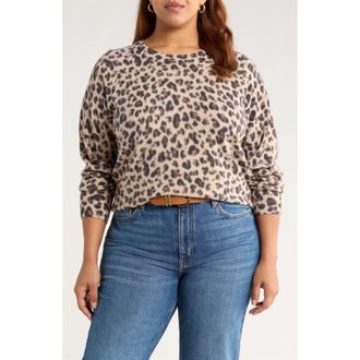 Caslon Leopard Print Raglan Wool & Cashmere Sweater in Tan- Black Bea Leopard at Nordstrom Rack, Size 2X