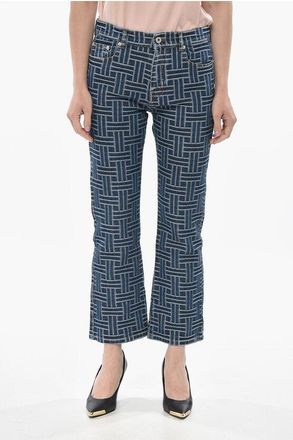 Kenzo Cropped-Fit Cotton Jacquard Jeans 22cm size 27