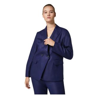 Marina Rinaldi Soft Pure Linen Blazer - female - Marina Rinaldi - Blazers - Blue - 3XL - Jackets