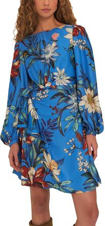 Farm Rio Farm Rio Surreal Flowers Blue Wrap Mini Dress