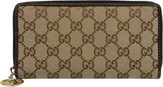 Gucci Brown Gg Canvas Leather Long Wallet (Bi-Fold) (Pre-Owned)