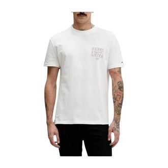 Tommy Hilfiger Tops, Heren, Wit, XL, Katoen, Reg Sign Spray T-Shirt