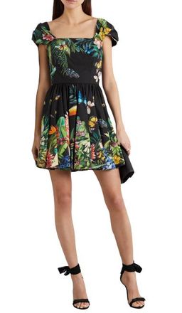 Dolce & Gabbana Pleated Printed Cotton-Poplin Mini Dress Size M