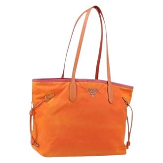 Prada Pre-owned Tote Bags, female, Orange, Size: ONE SIZE Pre-owned Vintage Nylon Tote Bag