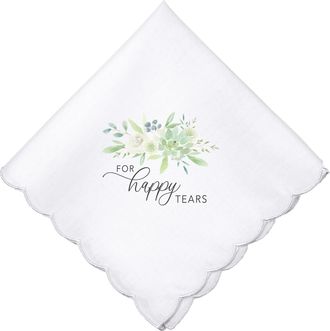 Lillian Rose HA210 HT Happy Tears Keepsake Wedding Hankie, Polyester, Cotton, White