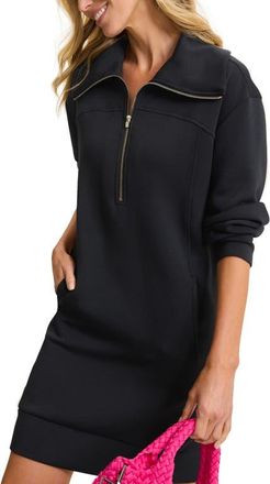 Tommy Bahama Palm Voyage Half-Zip Long Sleeve Sweatshirt Dress in Black at Nordstrom, Size X-Large