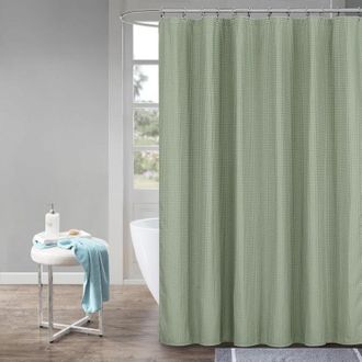 OEM Cortina De Ducha De Nido De Abeja, De Poli&eacute;ster, Lavable A M&aacute;quina, Con 12 Ganchos, Impermeable, 180 X 180 Cm (verde)