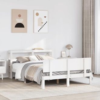 vidaXL Vidaxl - Estructura De Cama Con Cabecero Madera Pino Blanco 120x190 Cm