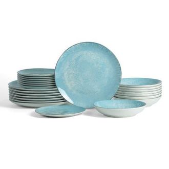 Christian Siriano Onyx 24-Piece Dinnerware Set Porcelain, Service for 8 in Blue And Gold at Nordstrom