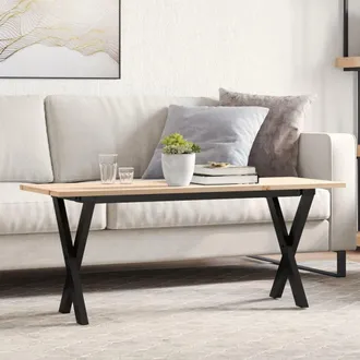 vidaXL Mesa De Centro Marco X Madera Maciza Pino Y Acero 110x40x45 Cm Vidaxl