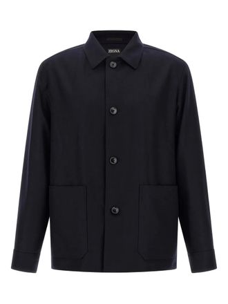 Ermenegildo Zegna long-sleeve wool shirt jacket - men - Wool - 46 - Blue