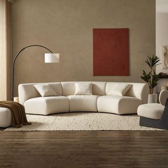 Castlery White Armless Curve Sofa | Auburn by Castlery, Modular Lounge, Tightback Armrests