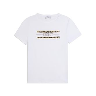 Freddy T-shirt Manica Corta con Dettagli Animalier e Borchie