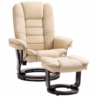 HOMCOM Set Poltrona Relax Reclinabile Girevole A 360&deg; E Pouf Poggiapiedi - Homcom