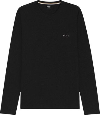 HUGO BOSS Hugo Heren Waffle Brei Lange Mouwen Shirt (Zwart)