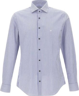 Michael Kors Camicia Popeline Righe Bengal Slim Fit - - Shirts - Uomo - Blu - 4XL