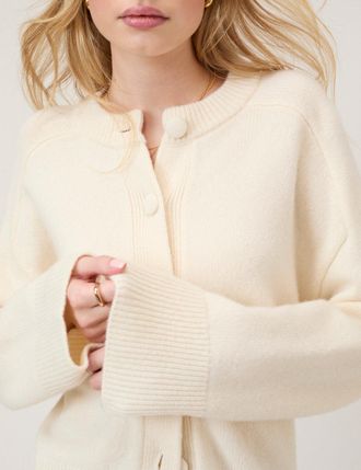 Nobody's Child Cream Wool Saddle Shoulder Cardigan