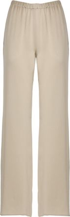Antonelli Beige Rapolano Elastic Waist Silk Straight-Leg Pants