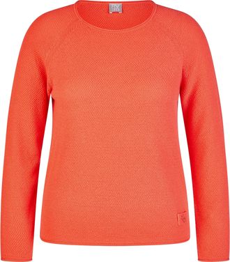 Rabe Rundhalspullover RABE, Damen, Gr. 38, koralle, Strick, Obermaterial: 60% Baumwolle, 40% Polyacryl, unifarben, regular fit normal, Rundhals, gerader Ab