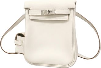 Herm&egrave;s White Swift Leather Backpack (Pre-Owned)