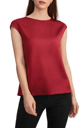 LilySilk Basic Cap Sleeves Silk Tee in Claret at Nordstrom, Size Small