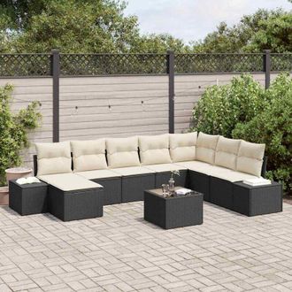 vidaXL Vidaxl - Conjunto De Sof&aacute; De Jard&iacute;n 9 Pcs 319 X 209 X 85 Cm Polirat&aacute;n