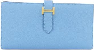 Herm&egrave;s Bearn Celeste Epsom Leather Long Wallet (Bi-Fold) (Pre-Owned)