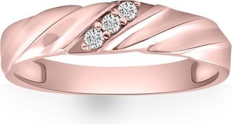 Pompeii3 VS Diamond 3-Stone Mens Wedding Band in White, Yellow, or Rose Gold Lab Grown