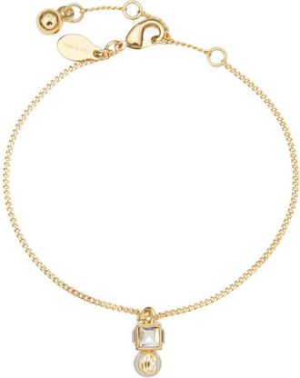 Jimmy Choo London Gold Metal Jc Pearl Cube Bracelet With Pearl And Crystal Cube Accessories