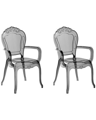 Beliani Set Di 2 Sedie Da Pranzo Moderne In Plastica Nera Trasparente Vermont
